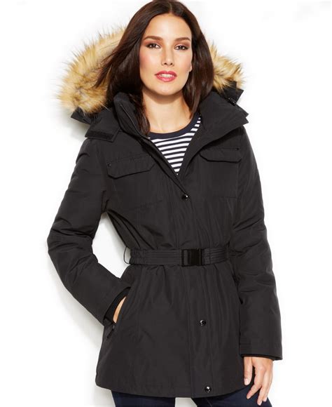 michael kors faux fur coat - black|Michael Kors discount coats.